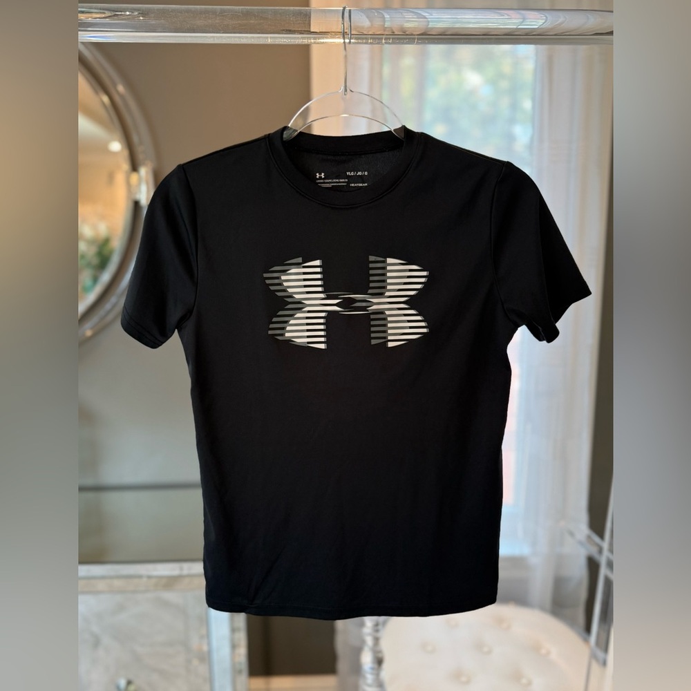 Under Armour Kids Youth Black Tee with Silver Logo